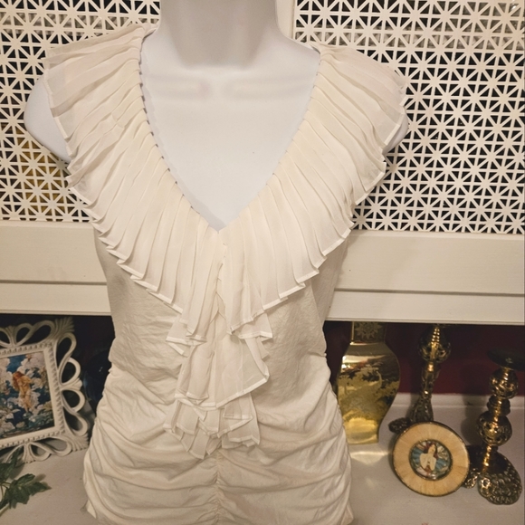 CAbi Ruched Pleat Ruffle Top - Picture 2 of 7